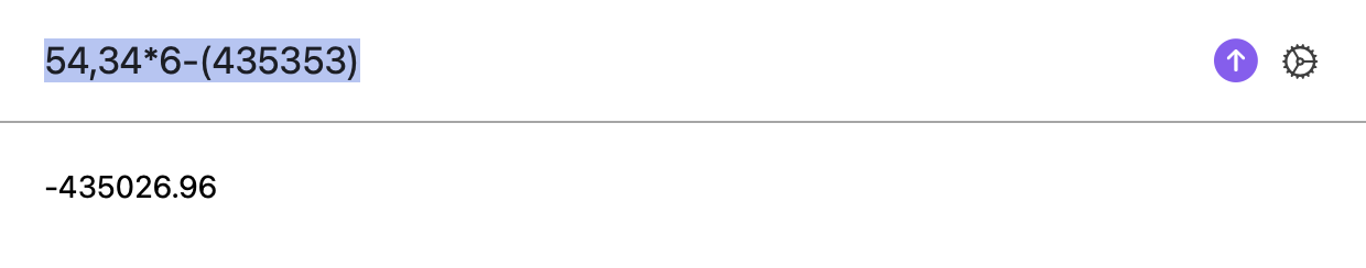 apfel-quick computing 54,34*6-(435353) as -435026.96